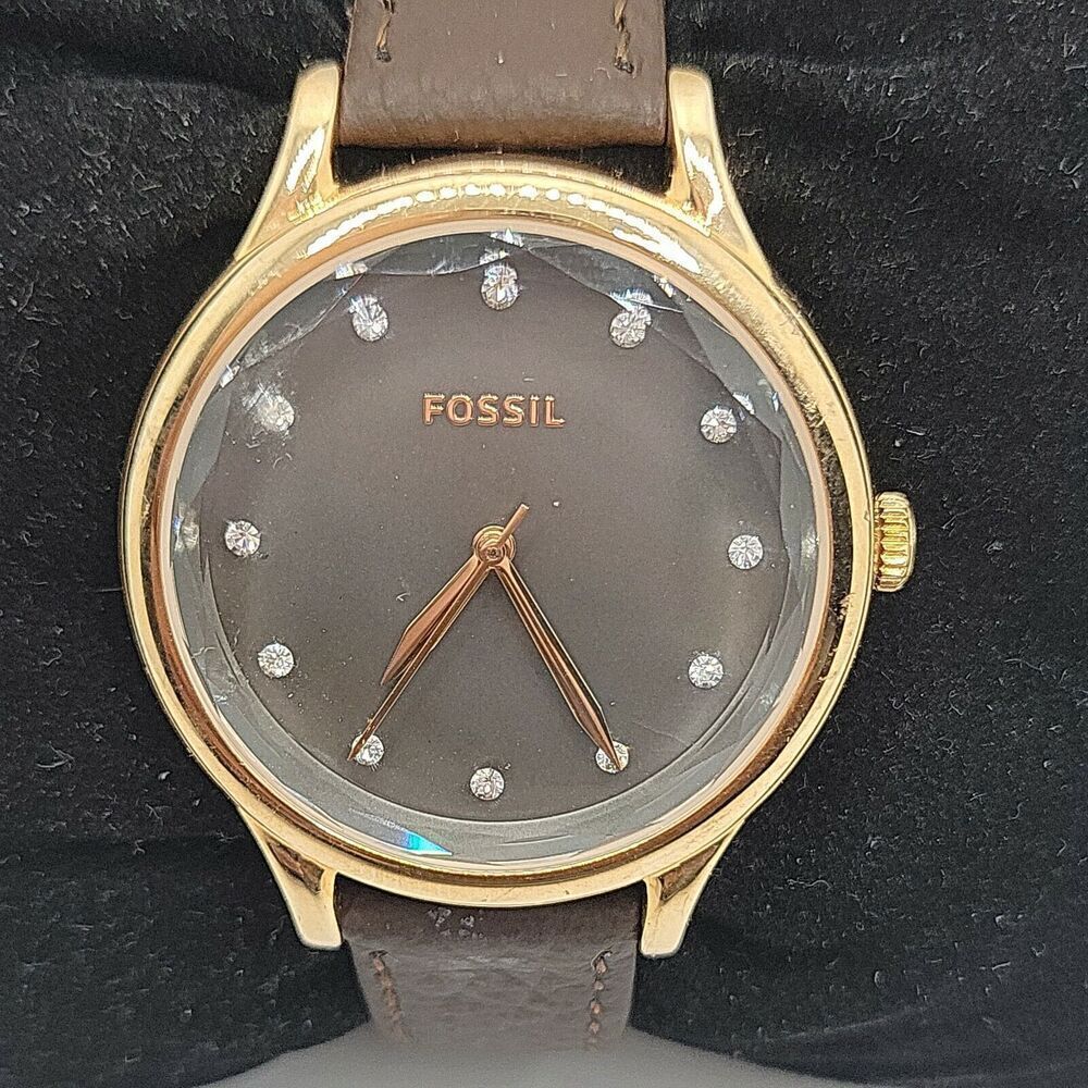 FOSSIL BQ3393 Women's Brown Leather Analog Dial Quartz Genuine Wrist Watch BC50